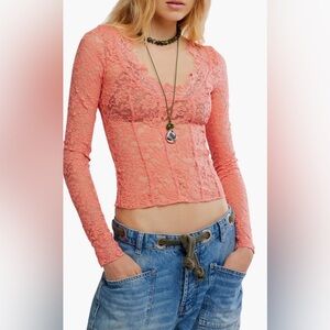 All night long sleeve NWOT coral crimson